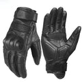 Guantes de Moto de Cuero con Dedos Completos y Pantalla Táctil